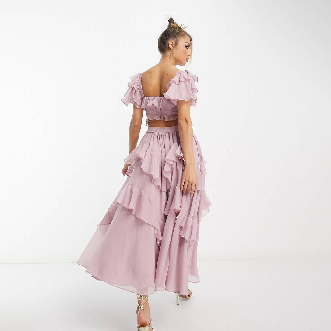 Elegant Summer Holiday Ruffle Maxi Dress – Backless Square Neck Style