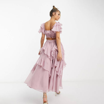 Elegant Summer Holiday Ruffle Maxi Dress – Backless Square Neck Style
